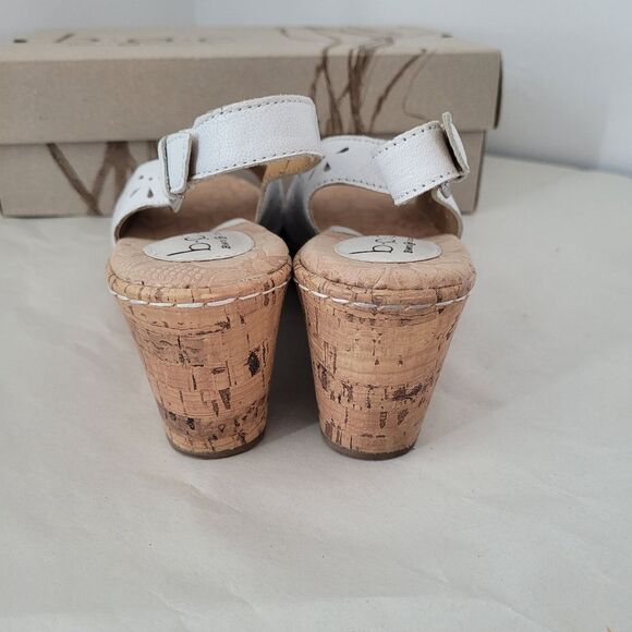 Born Andaya White Leather Slingback Wedge Sandals Size 9 EU 40.5 Summer Spring - Picture 5 of 9